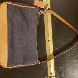 Denim and tan leather Coach bag